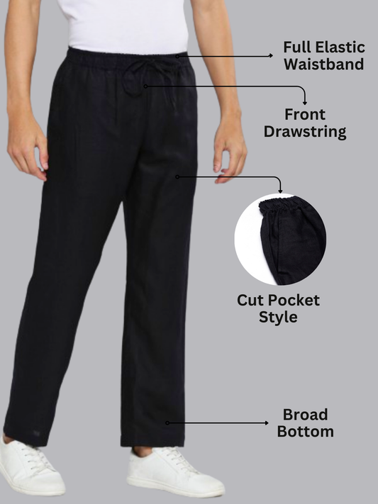 Men Hemp Comfort Pant (Pack of 2, Olive and Regal Black)