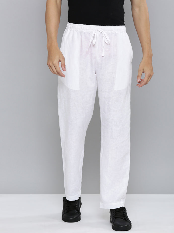 White Men Hemp Broad Bottom Comfort Pant