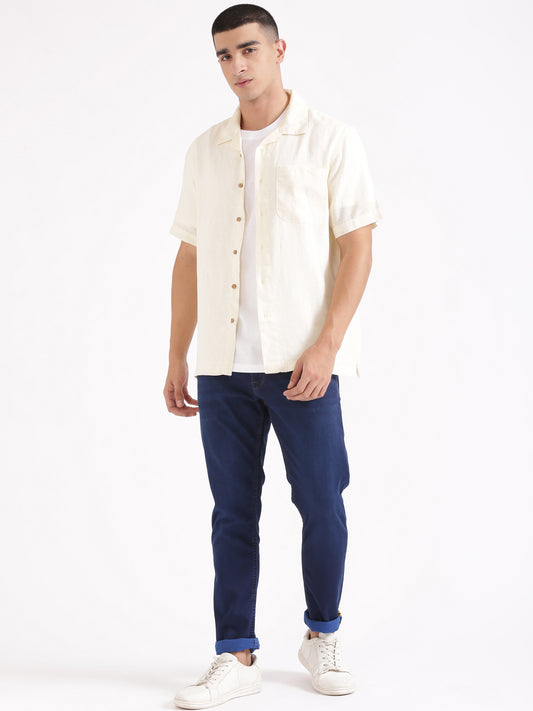 Off White Men Hemp Cuban Collar Resort Shirt