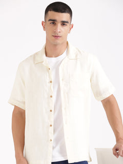 Off White Men Hemp Cuban Collar Resort Shirt