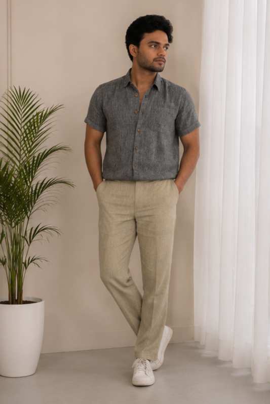 Light Brown Men Hemp Lounge Pant