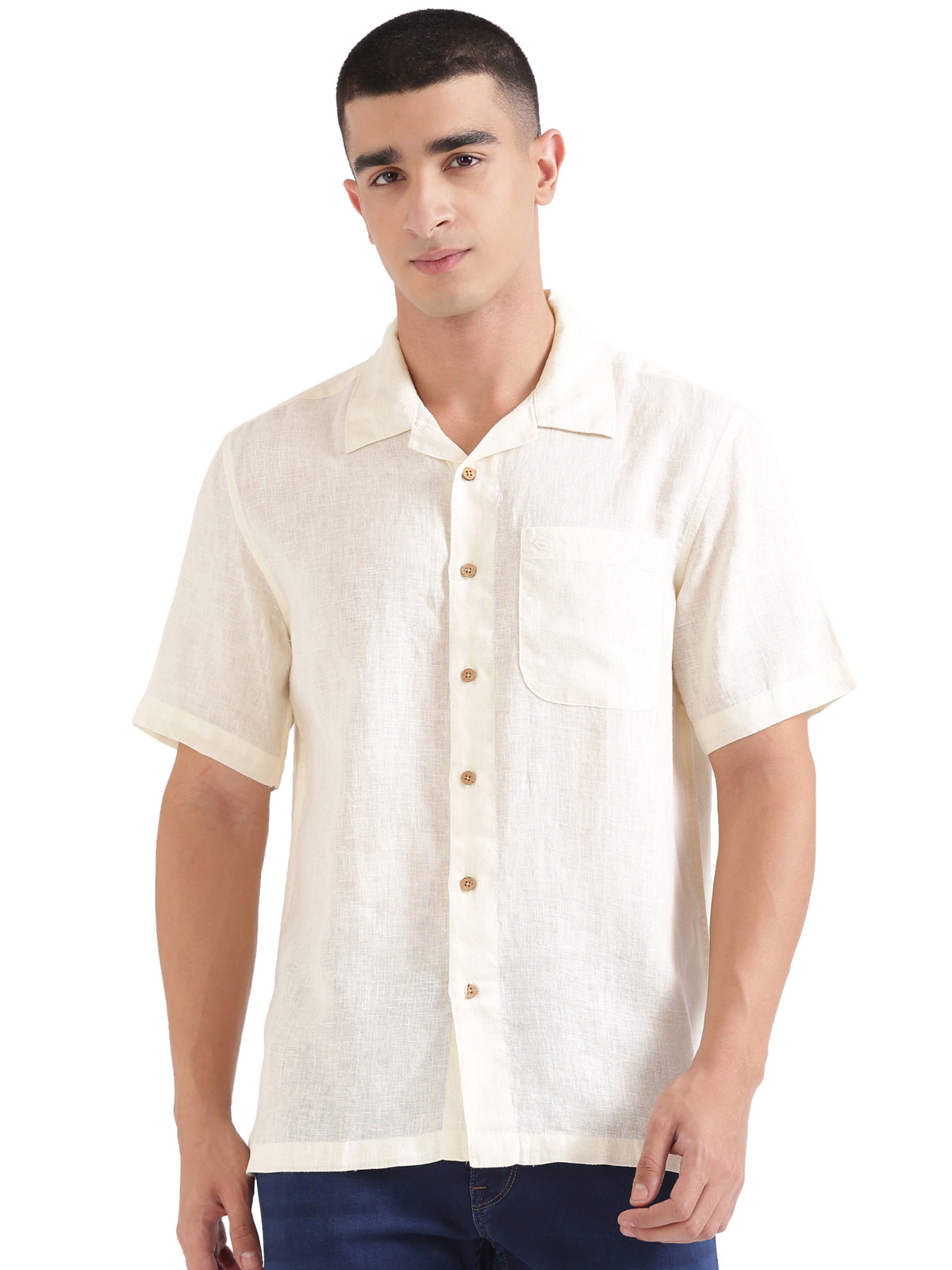 Off White Men Hemp Cuban Collar Resort Shirt