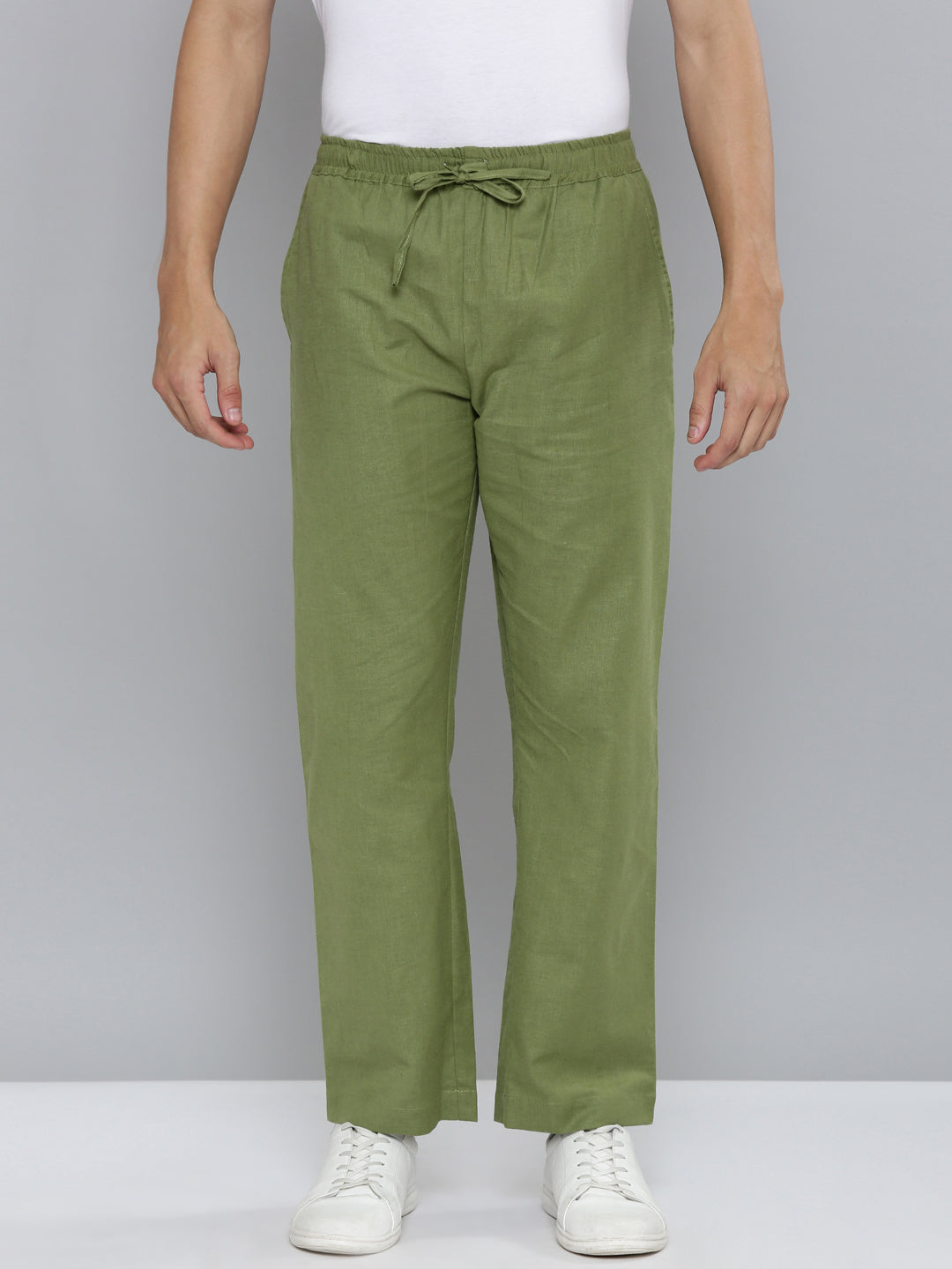 Regal Olive Men Hemp Broad Bottom Comfort Pant