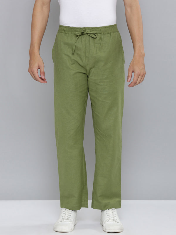 Regal Olive Men Hemp Broad Bottom Comfort Pant