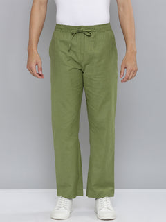 Men Hemp Regal Olive Broad Bottom Comfort Pant