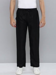 Men Hemp Regal Black Broad Bottom Comfort Pant