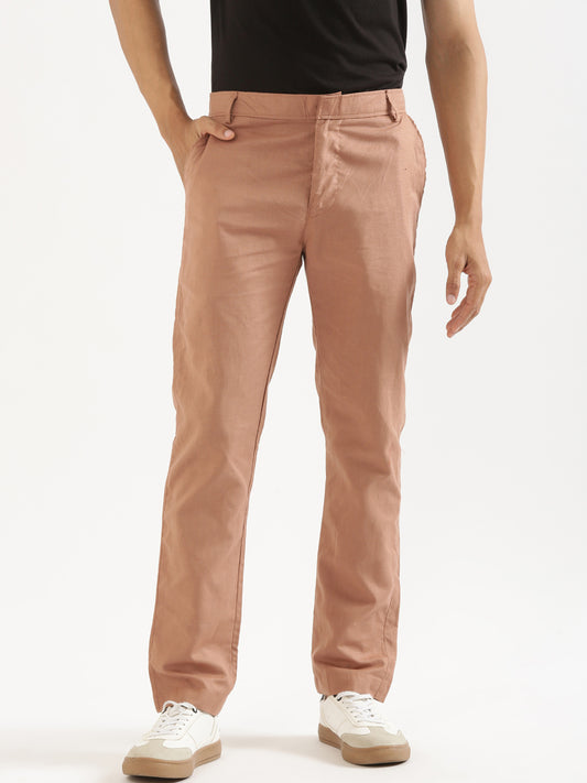 Men Mocha Brown Hemp Trousers