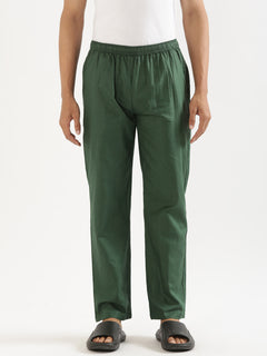 Men Hemp Bottle Green Broad Bottom Comfort Pant