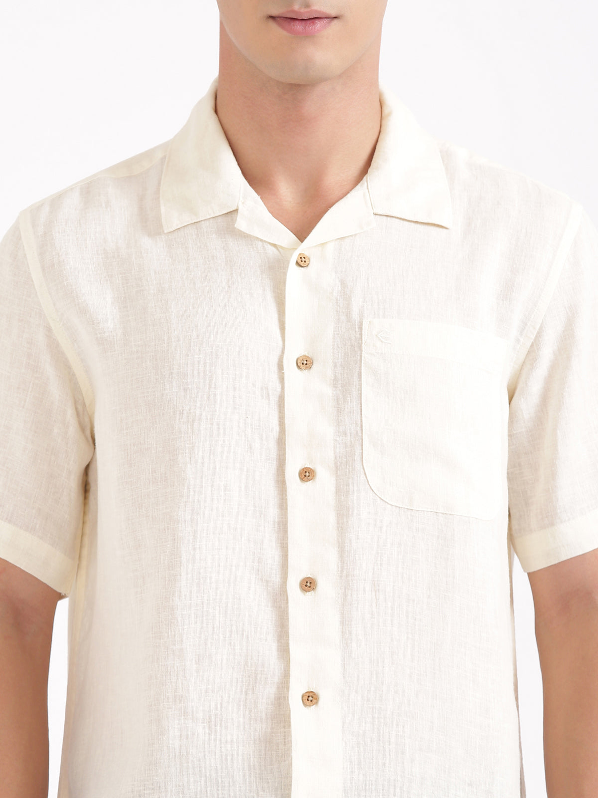 Off White Men Hemp Cuban Collar Resort Shirt