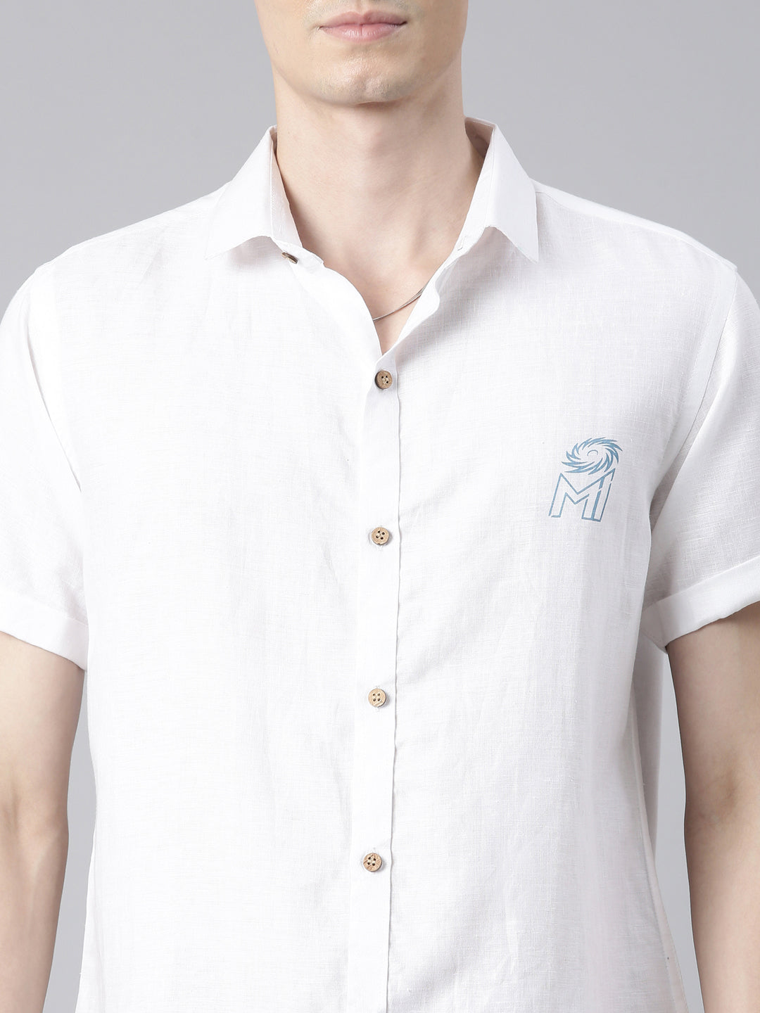 Ecentric-Mumbai Indians Official Men White Back Printed Hemp Half Sleeves Shirt
