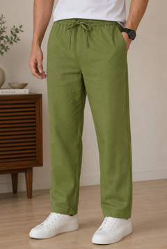 Regal Olive Men Hemp Broad Bottom Comfort Pant