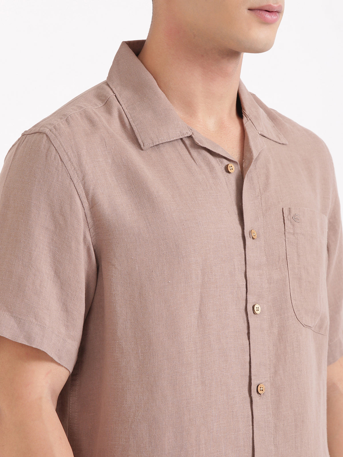 Choco Brown Men Hemp Cuban Collar Resort Shirt
