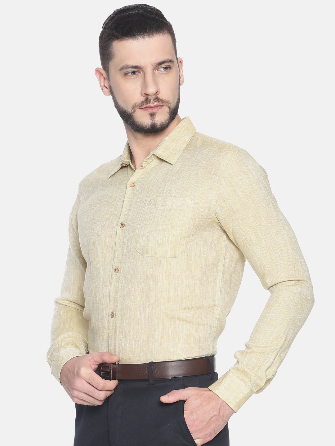 Fawn Men Hemp Full Sleeve Shirt