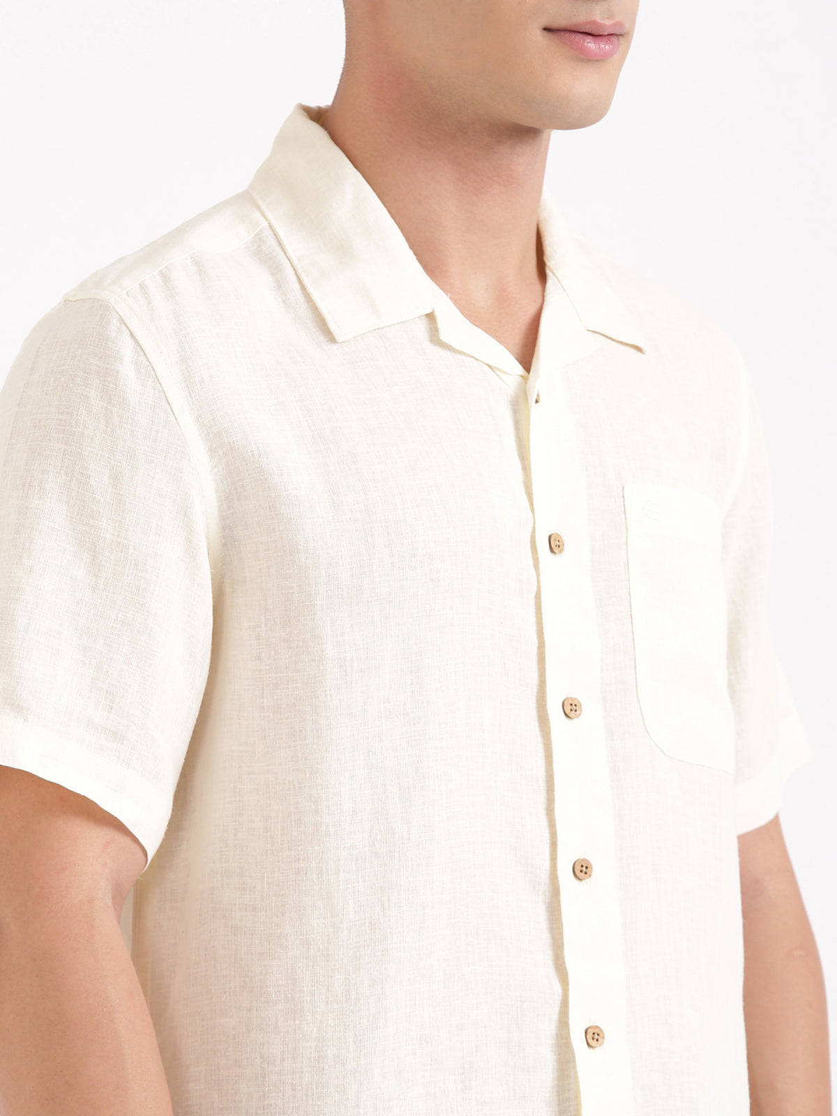 Off White Men Hemp Cuban Collar Resort Shirt