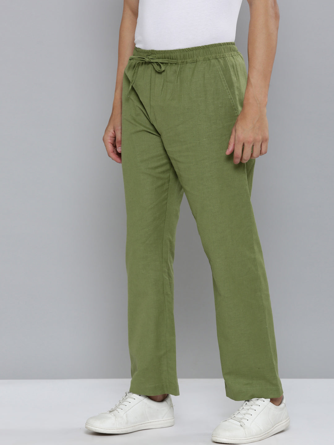 Regal Olive Men Hemp Broad Bottom Comfort Pant