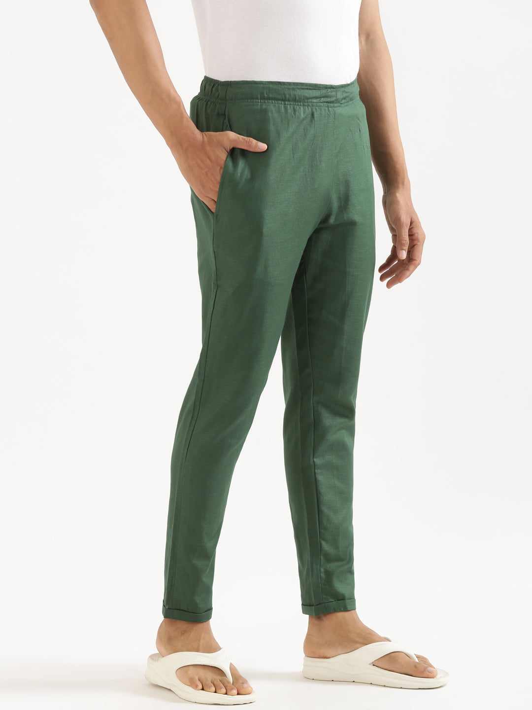 Bottle Green Men Hemp Lounge Pant
