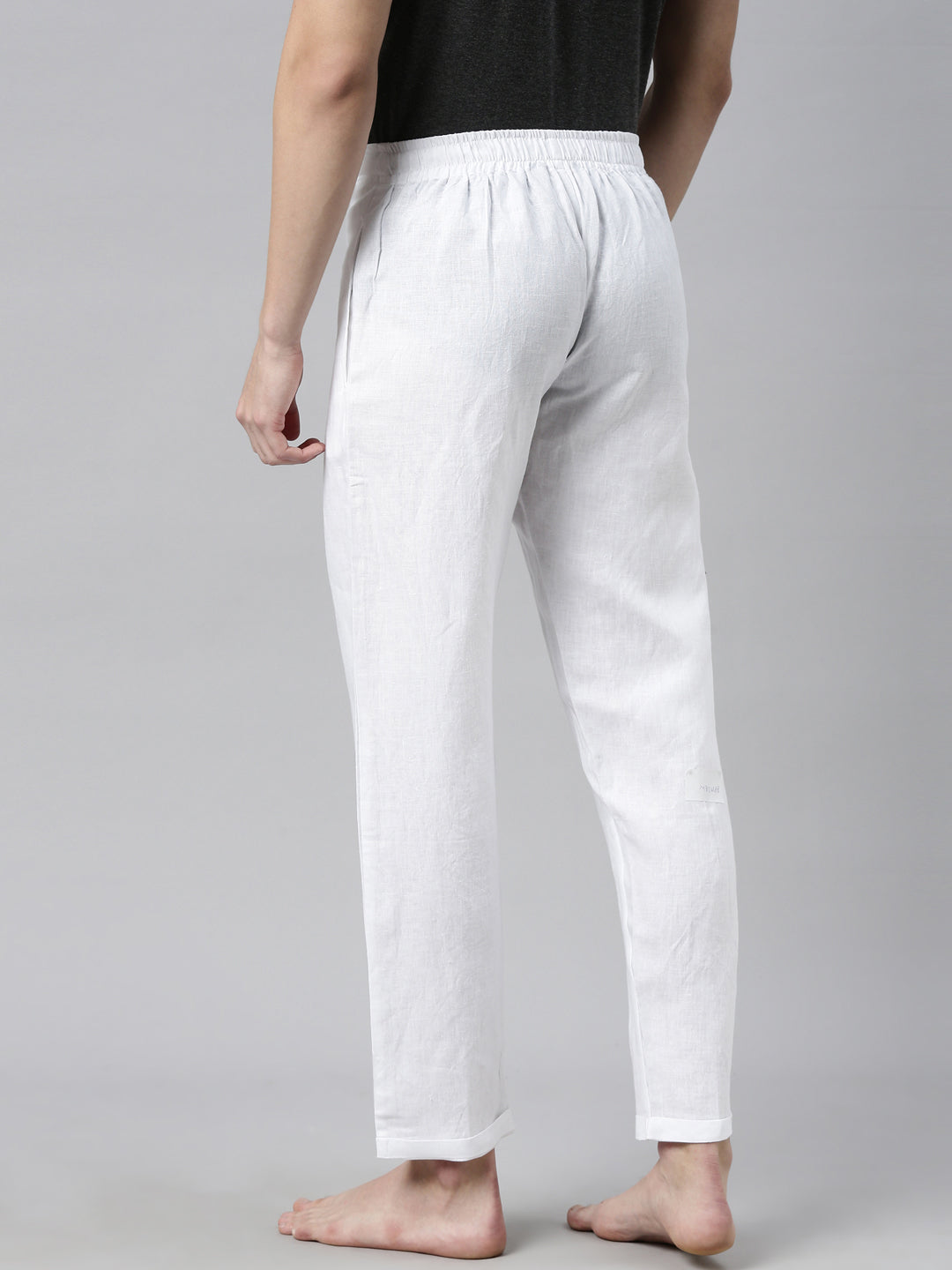 White Solid Men Hemp Lounge Pant