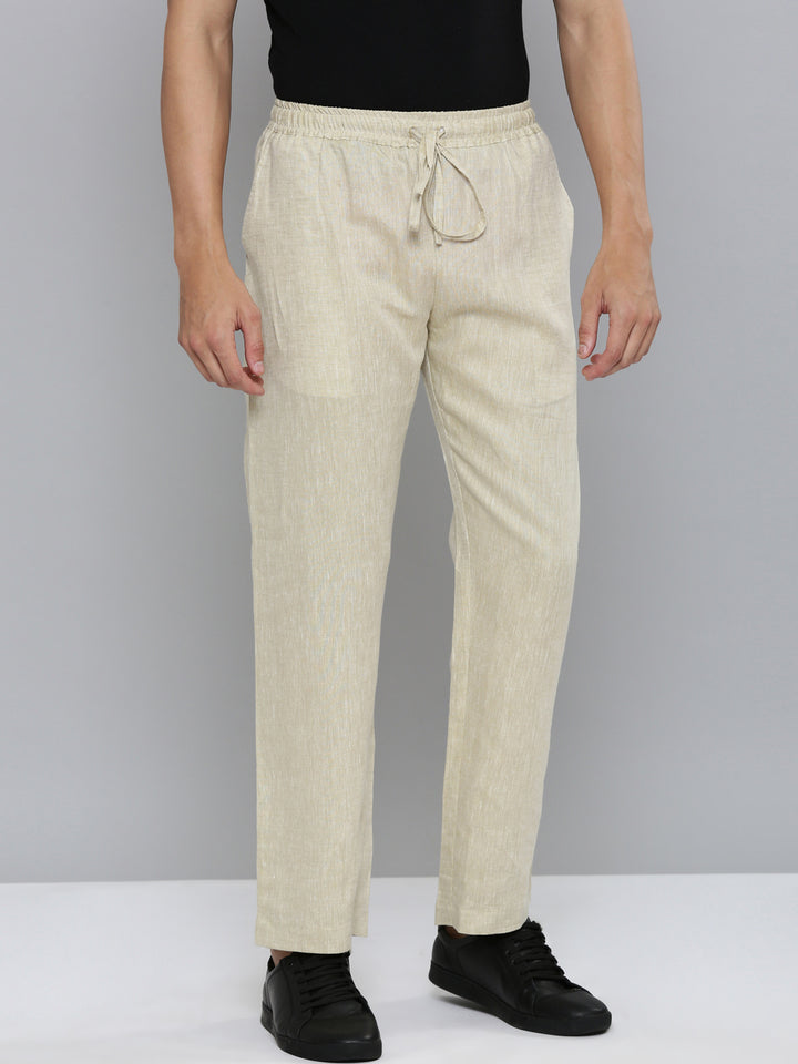 Men Hemp Beige Broad Bottom Comfort Pant Ecentric