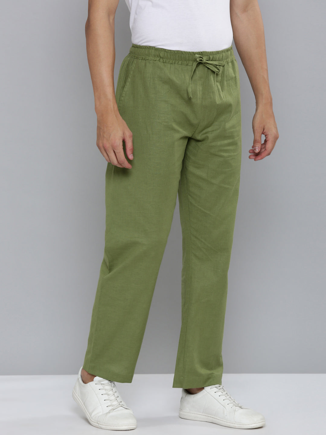 Regal Olive Men Hemp Broad Bottom Comfort Pant