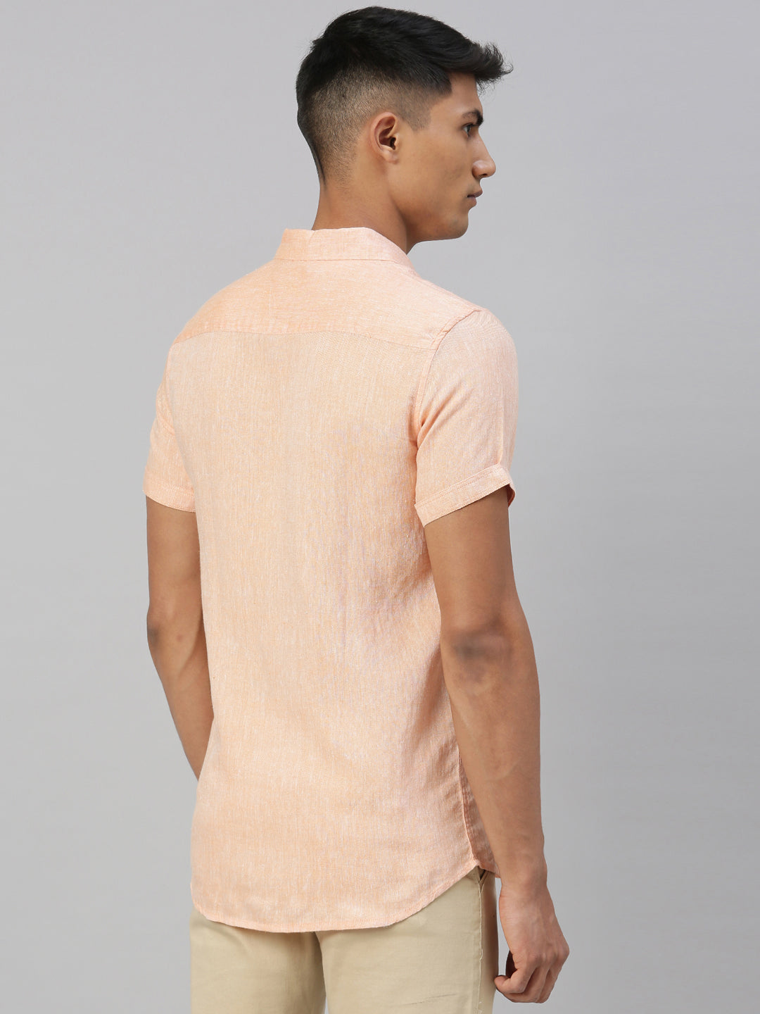Neon Saffron Men Hemp Half Sleeve Shirt