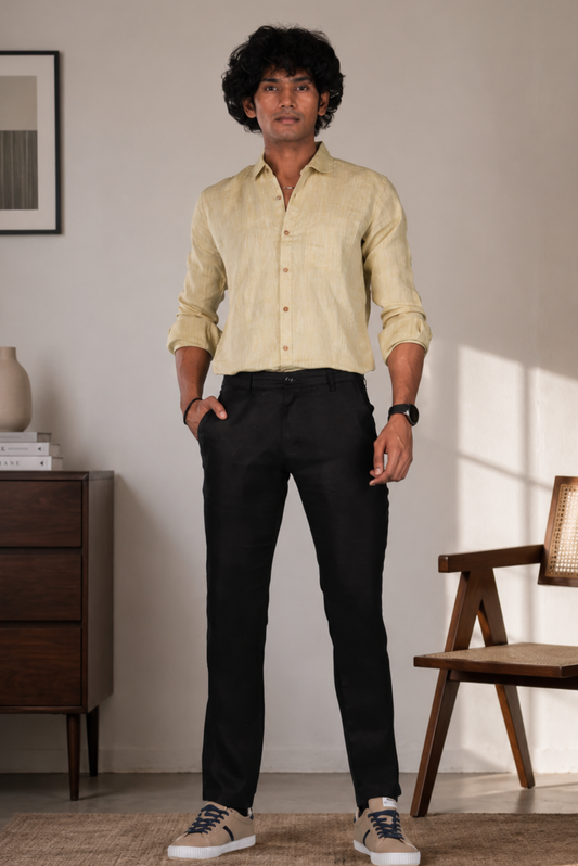 Regal Black Men Hemp Trouser
