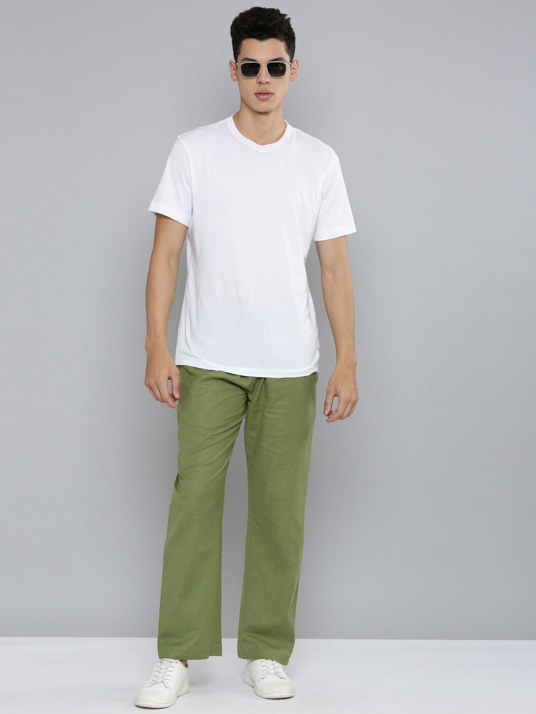 Regal Olive Men Hemp Broad Bottom Comfort Pant