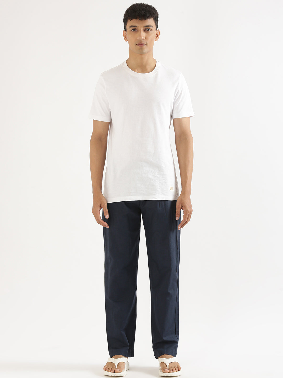 Regal Blue Men Hemp Broad Bottom Comfort Pant