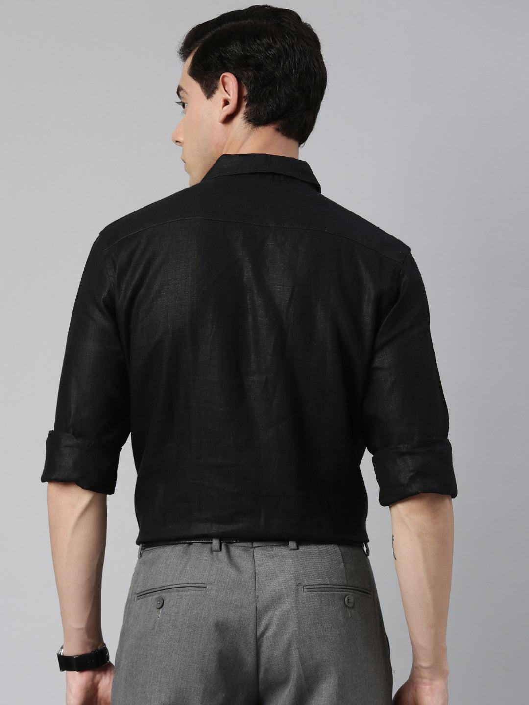Regal Black Men Hemp Full Sleeve Shirt