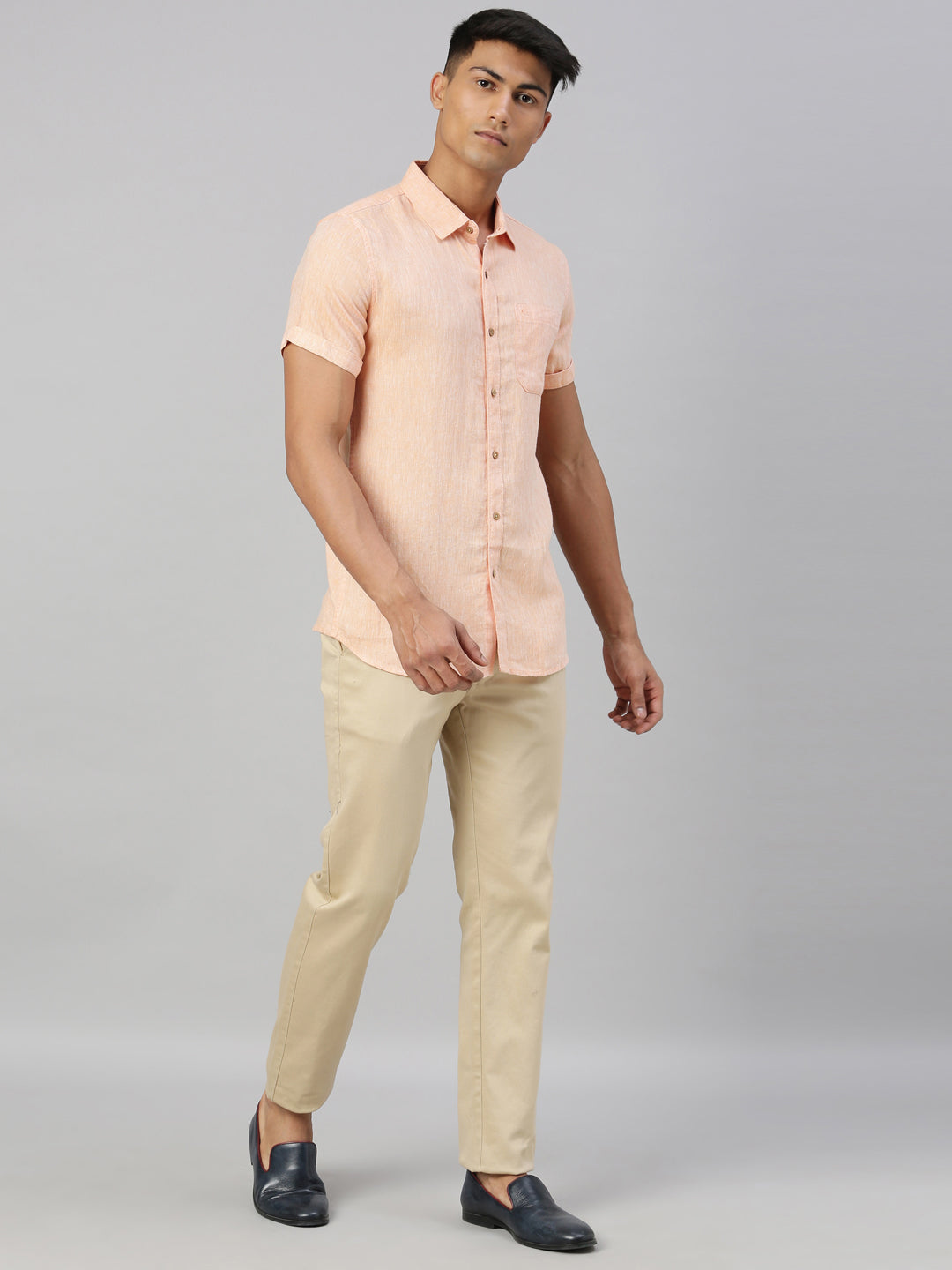 Neon Saffron Men Hemp Half Sleeve Shirt