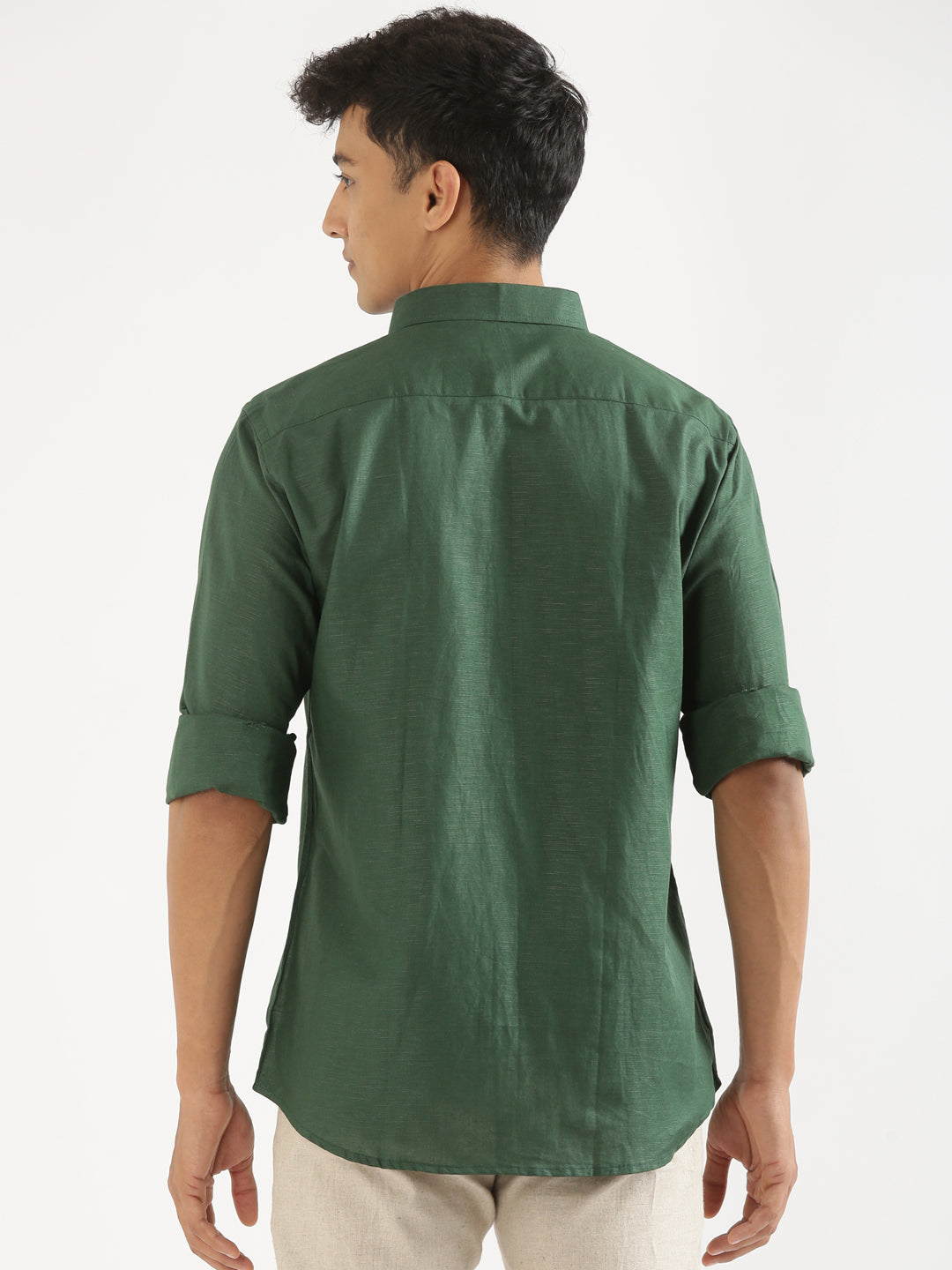 Bottle Green hemp shirt – back