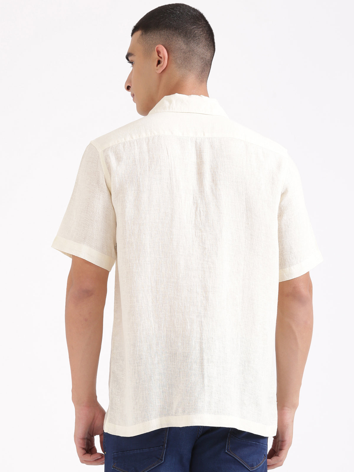 Off White Men Hemp Cuban Collar Resort Shirt