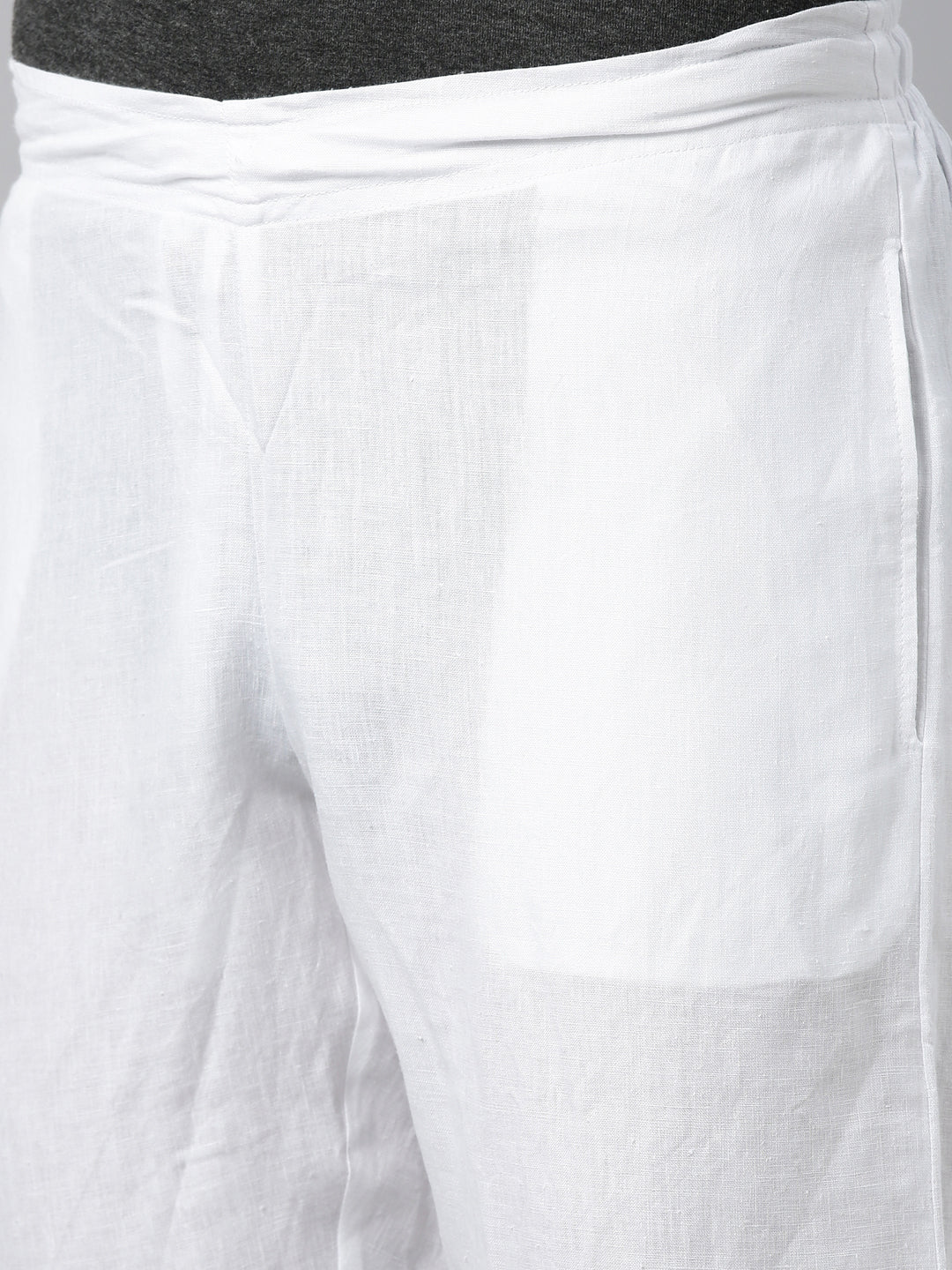 White Solid Men Hemp Lounge Pant
