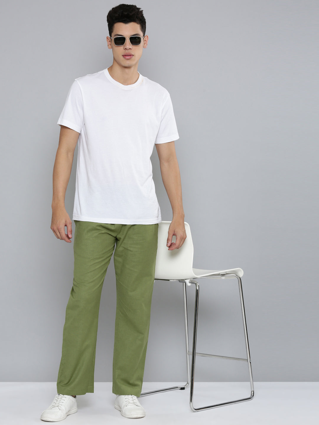 Regal Olive Men Hemp Broad Bottom Comfort Pant