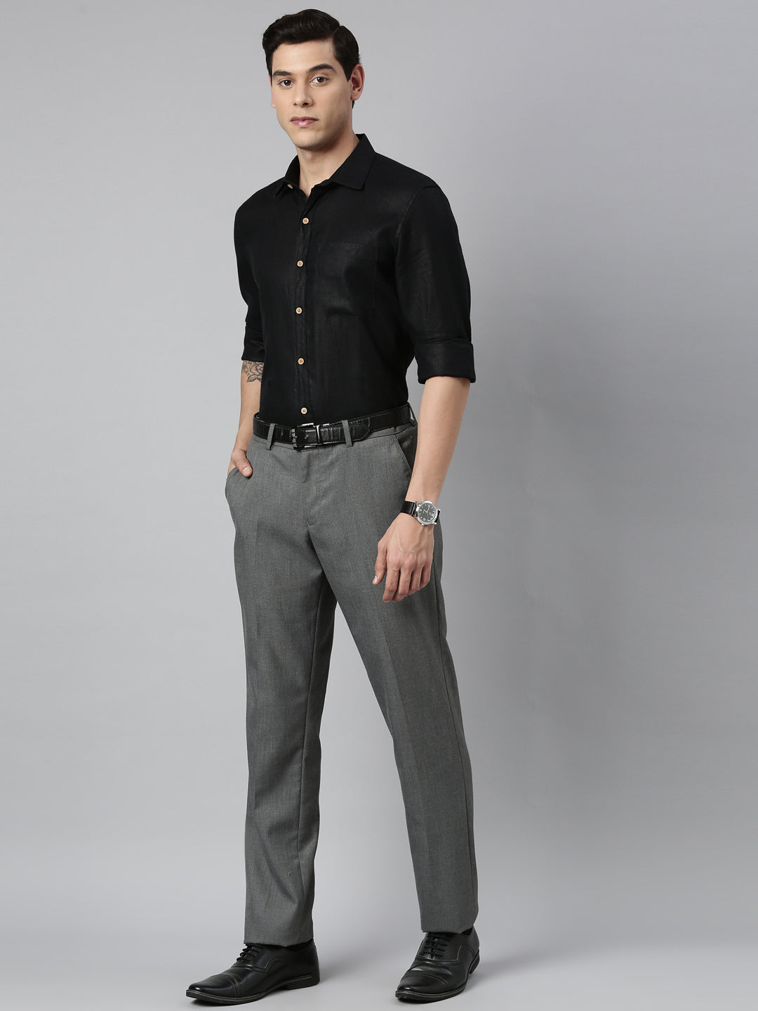 Regal Black Men Hemp Full Sleeve Shirt