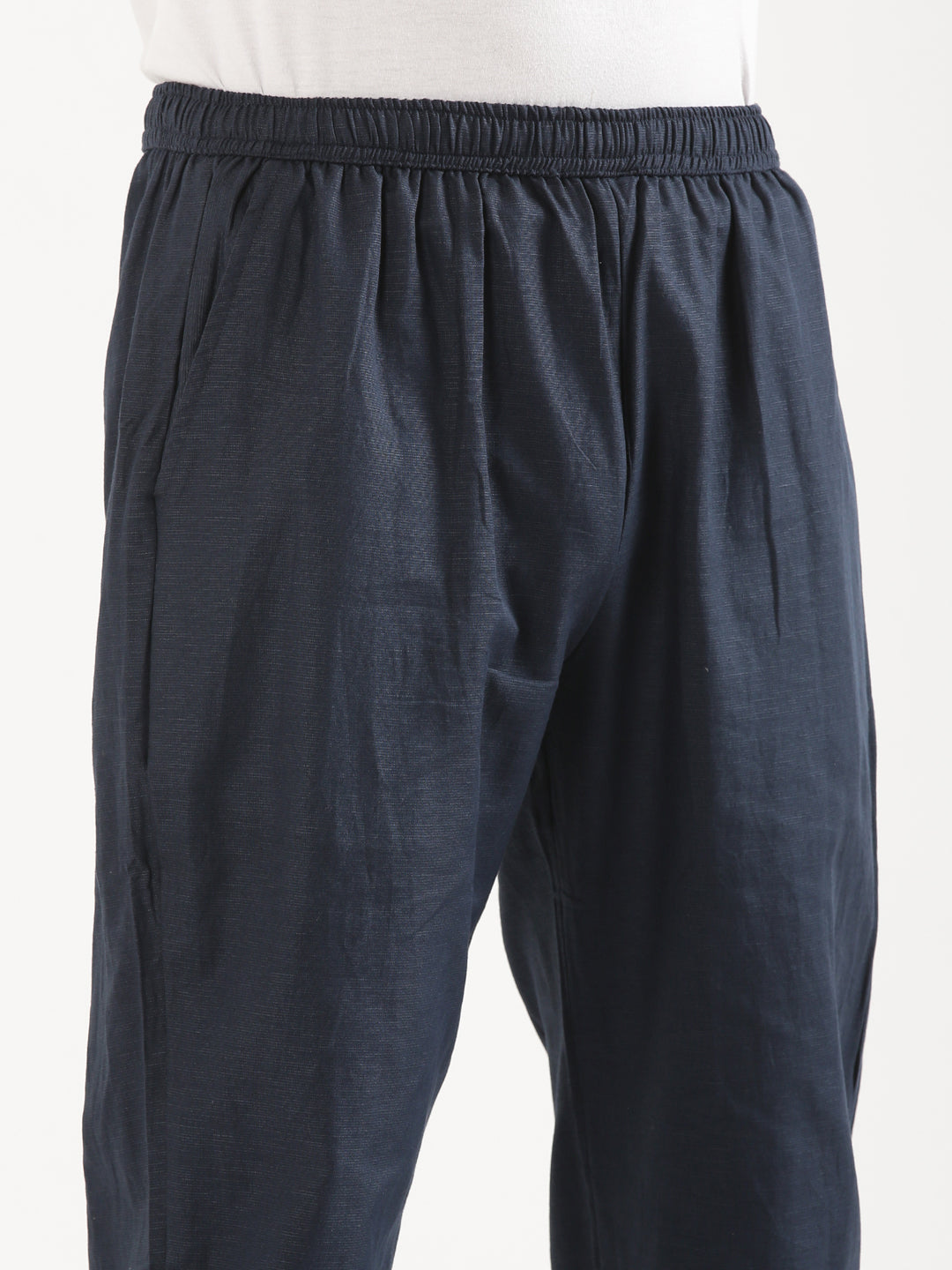 Regal Blue Men Hemp Broad Bottom Comfort Pant