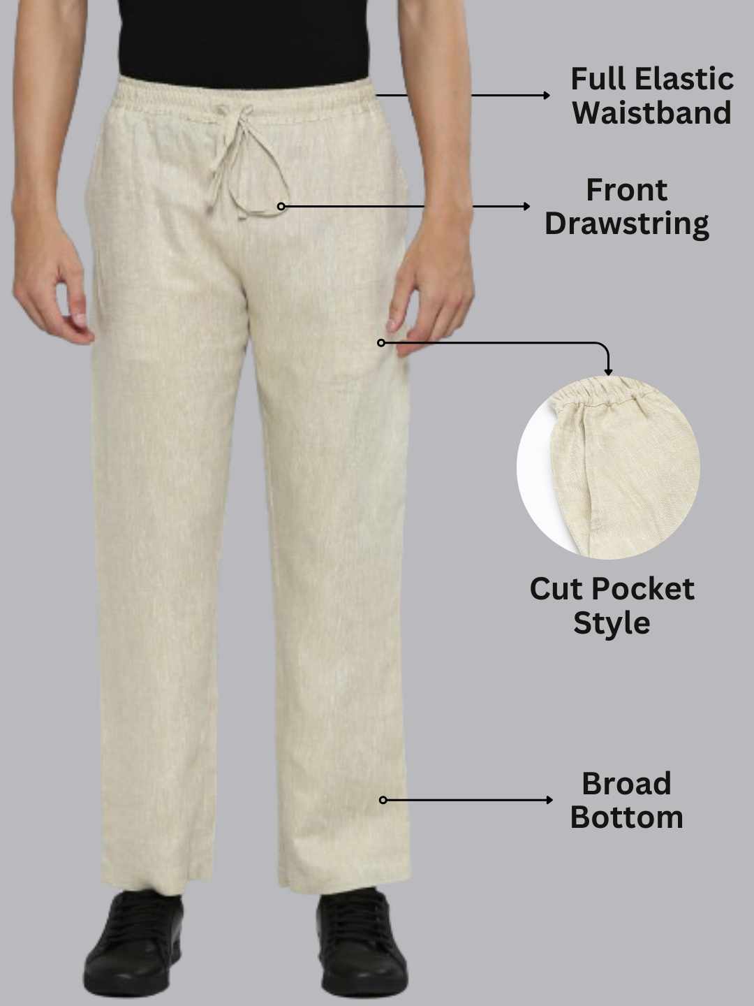 Olive, Beige and White (Pack of 3) Men Hemp Comfort Pant