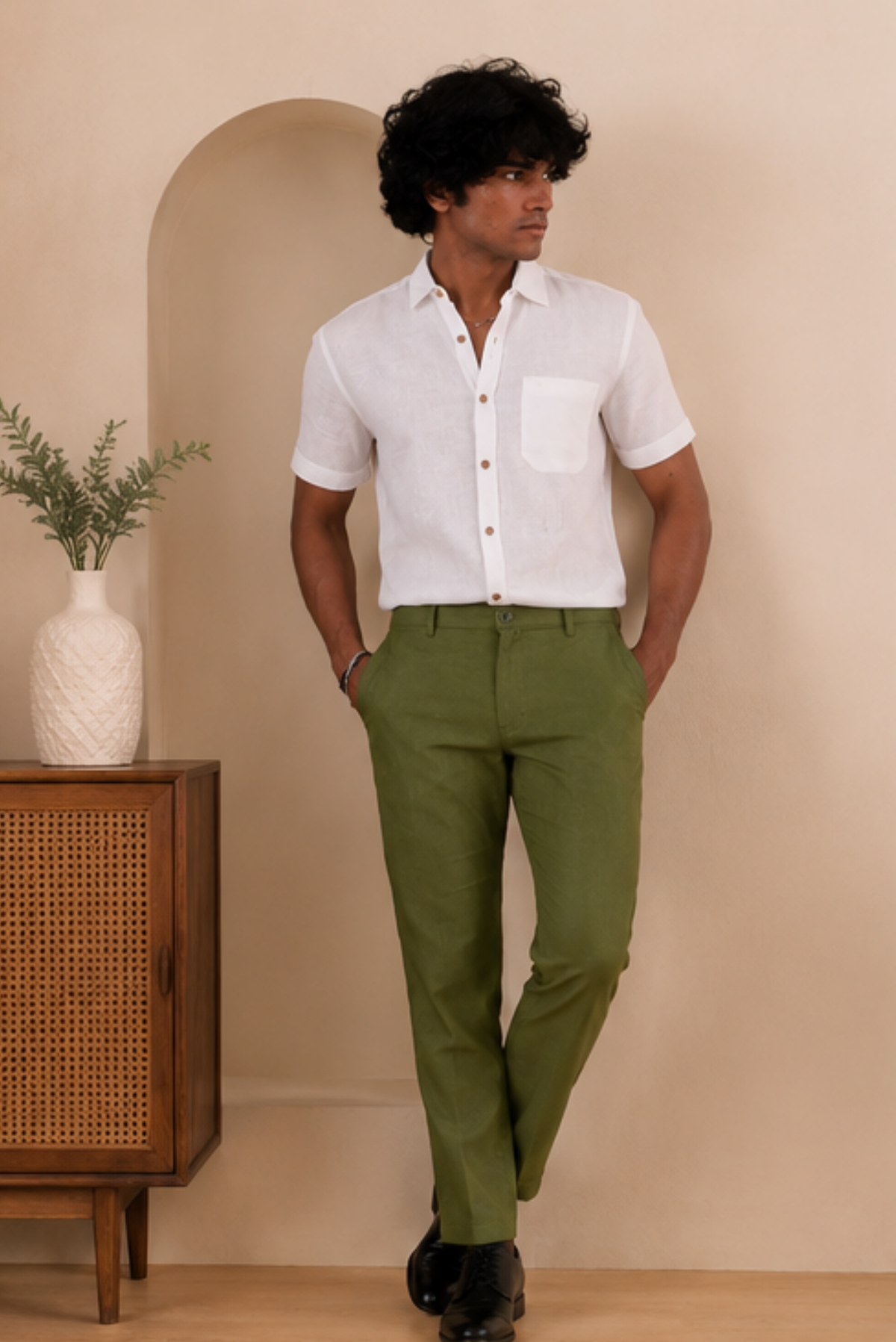 Regal Olive Men Hemp Trouser