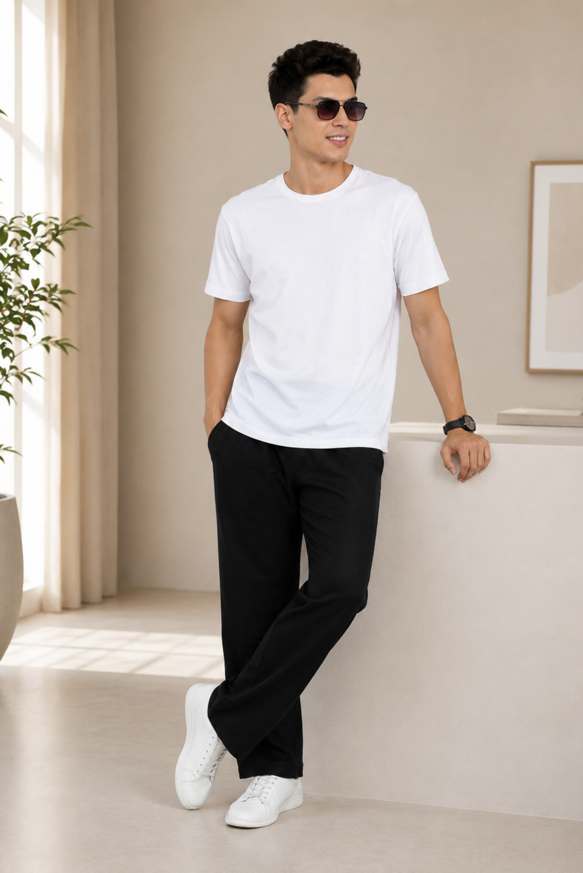 Regal Black Men Hemp Broad Bottom Comfort Pant
