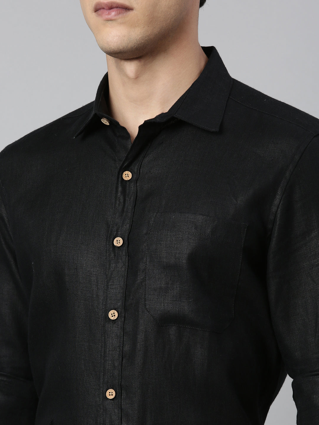 Regal Black Men Hemp Full Sleeve Shirt