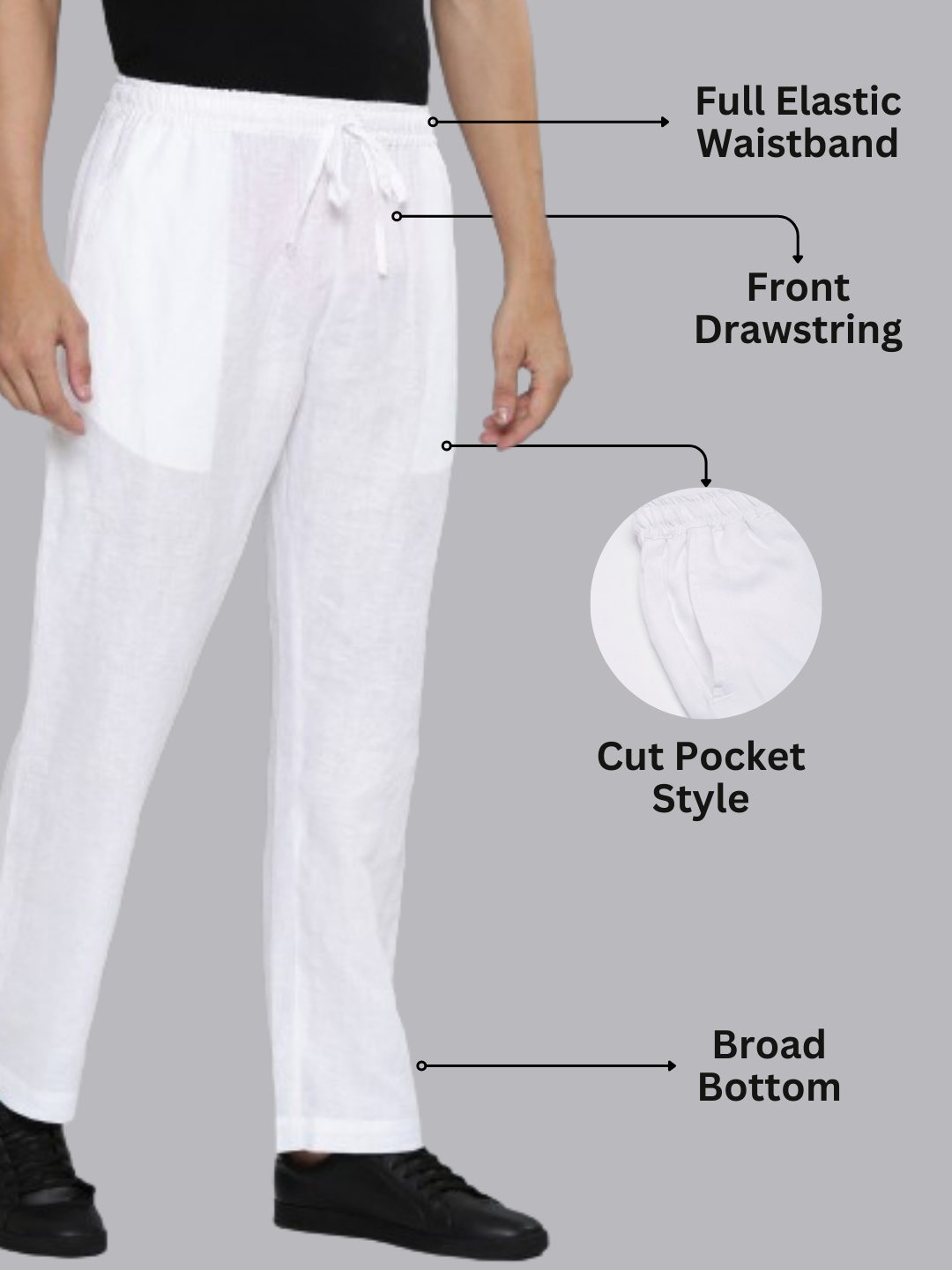 White and regal black (Pack of 2) Men Hemp Comfort Pant
