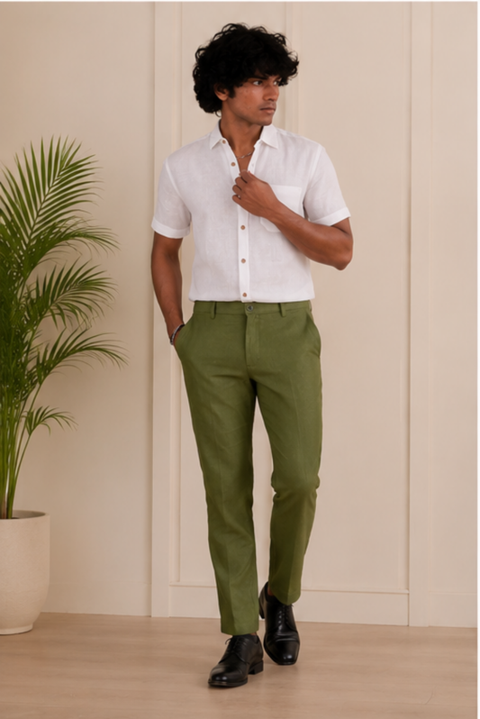 Regal Olive Men Hemp Trouser