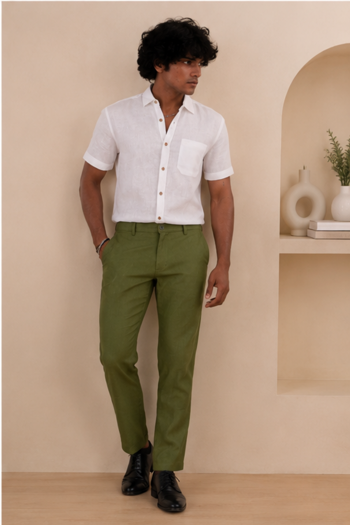 Regal Olive Men Hemp Trouser