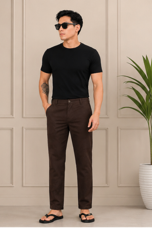 Dark Brown Men Hemp Trouser