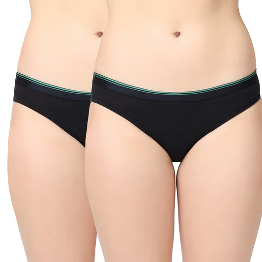 Women hemp bikini panty brief (Pack of 3,Black, Navy Blue and Nude)