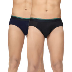 Men hemp brief (Pack of 2, Black and Navy Blue)
