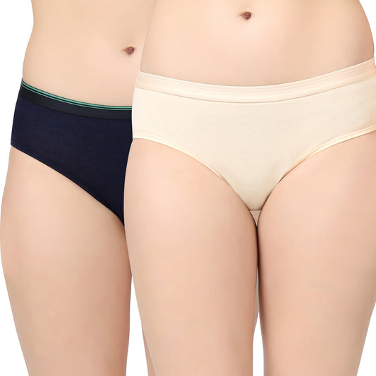 Navy Blue and Nude (Pack of 2) Women hemp hipster panty