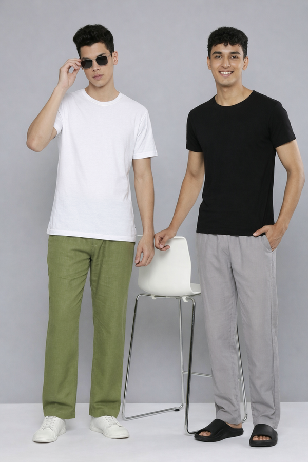 Olive and Slate Grey (Pack of 2) Men Hemp Comfort Pant