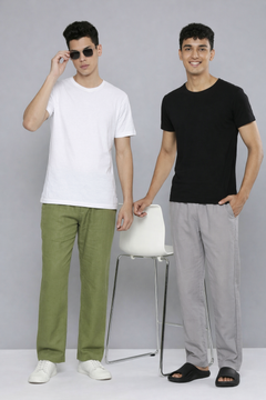 Men Hemp Comfort Pant (Pack of 2, Olive and Slate Grey)