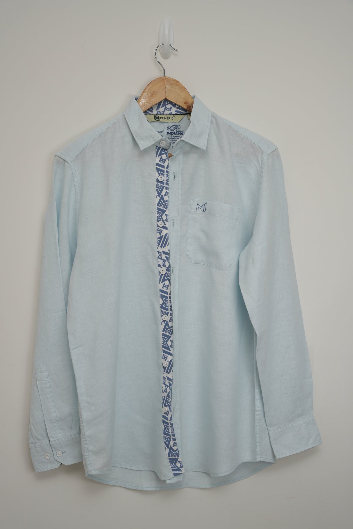 Ecentric-Mumbai Indians Official Men Sky Blue Hemp Full Sleeves Shirt