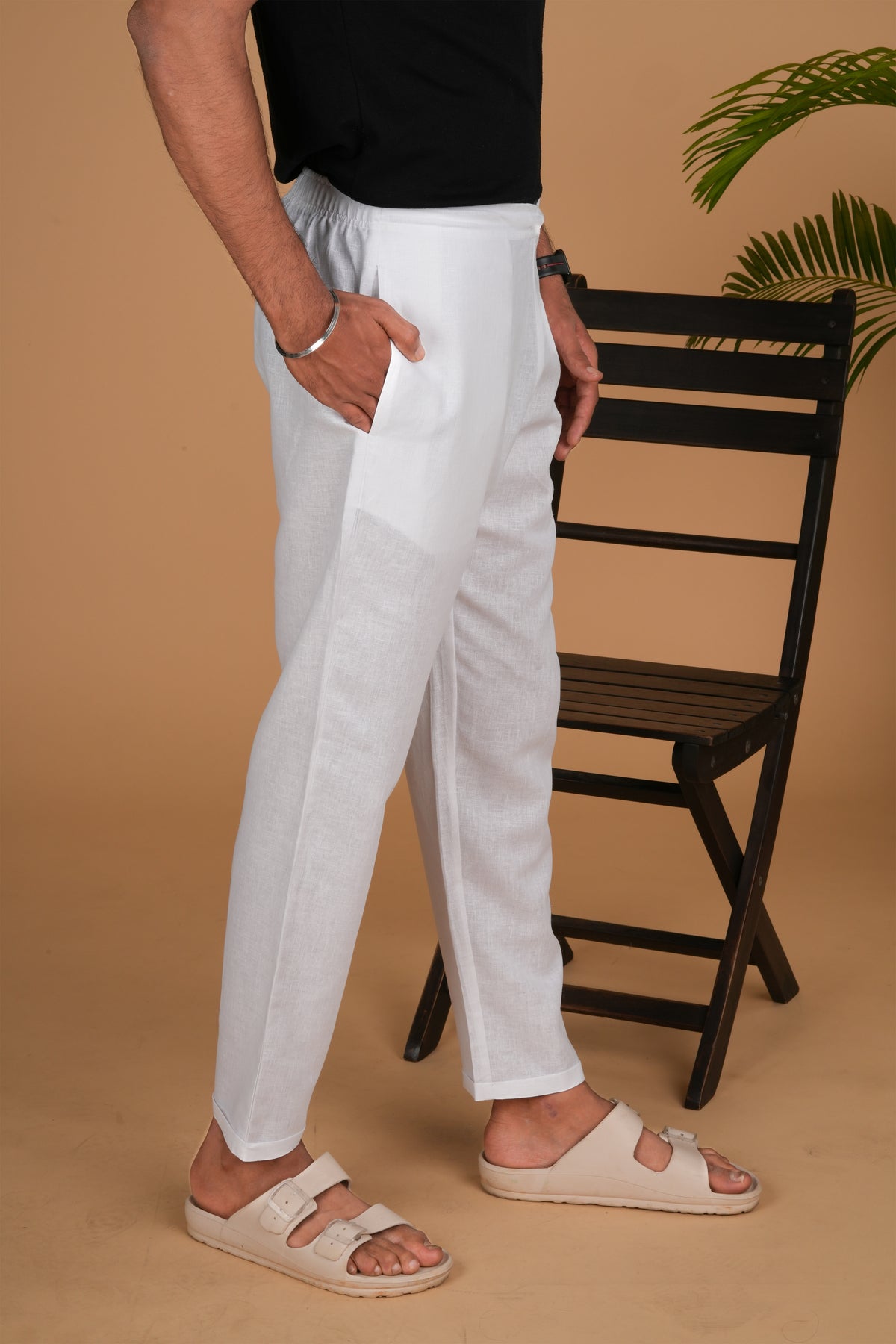White and regal black (Pack of 2) Men Hemp Lounge Pant